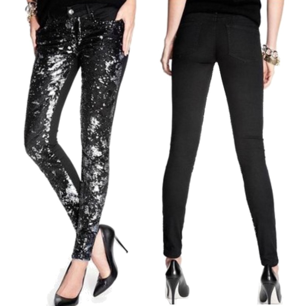 Marciano Size 26 Luxe Denim Black A999 Sequined #61 Jeans NWT